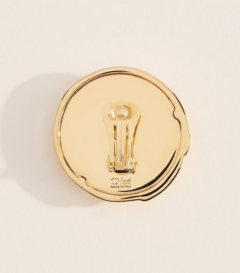 Chloé Pleats clip-on earrings in gold-tone finish, imported from the UK