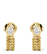 Harrods Jade Trau Yellow Gold and Diamond Envoy Chain Loop Earrings- Buy online at McGrocer