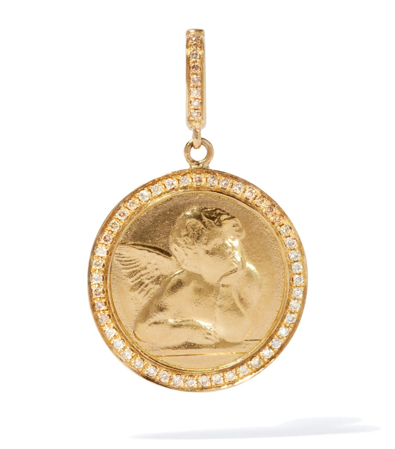 Annoushka Mythology cherub charm yellow gold brown diamonds, imported from the UK