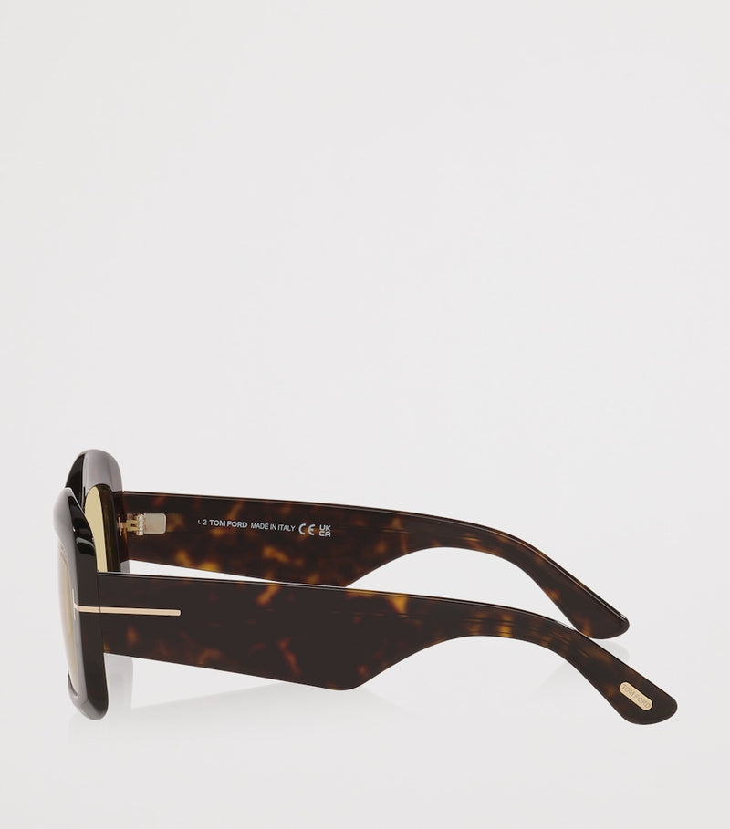 TOM FORD Venetia oversized acetate sunglasses with gold T detail, imported from the UK