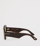 TOM FORD Venetia oversized acetate sunglasses with gold T detail, imported from the UK