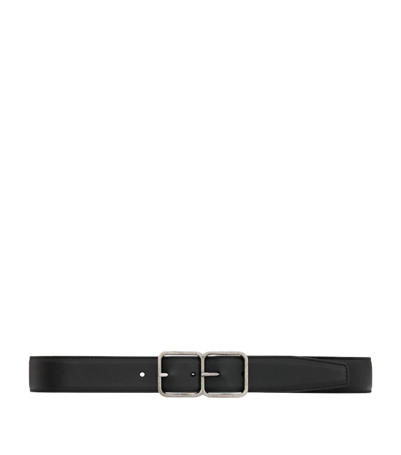 Saint Laurent Double Boucle Cadre leather belt 3.5cm, imported from the UK