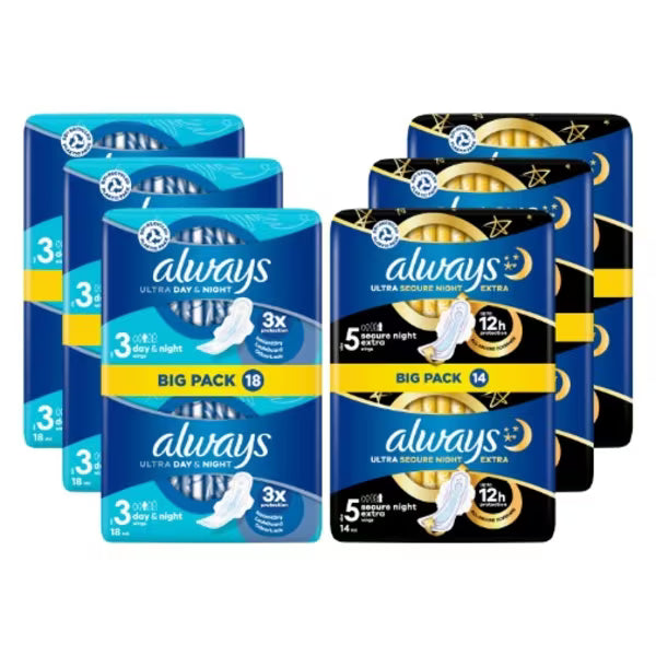 Always Ultra Sanitary Towels Day Night Set - British product