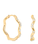 Harrods Astrid & Miyu Gold-Plated Sterling Silver Cubic Zirconia Ripple Hoop Earrings 21.2mm- Buy online at McGrocer