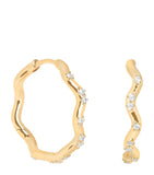 Astrid & Miyu gold-plated sterling silver cubic zirconia ripple hoop earrings, UK version
