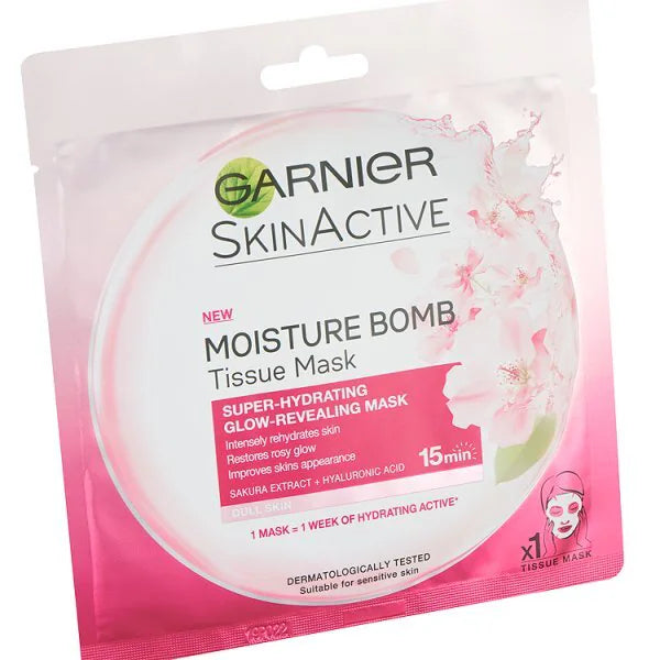 Garnier Moisture Bomb Sakura Hyaluronic Acid Sheet Mask 28g, UK version