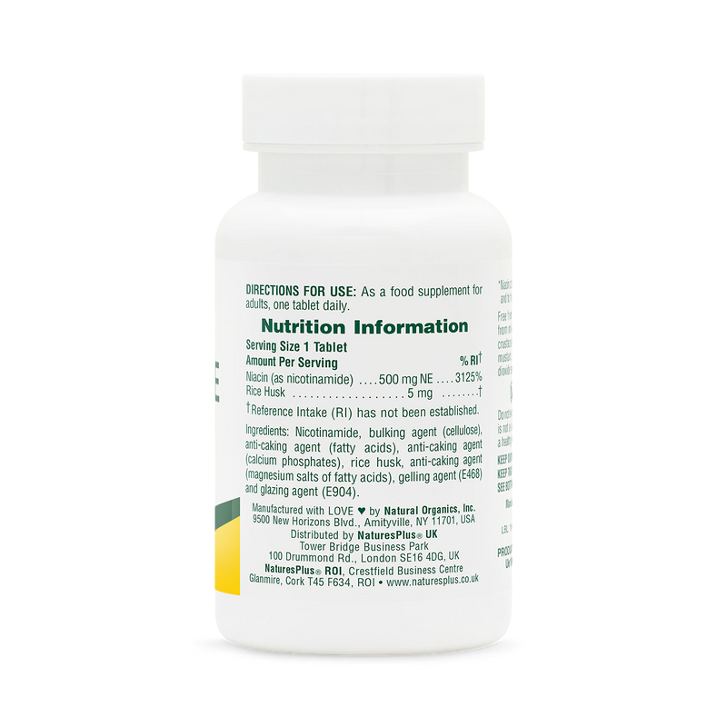 NaturesPlus nicotinamide 500mg tablets, UK version