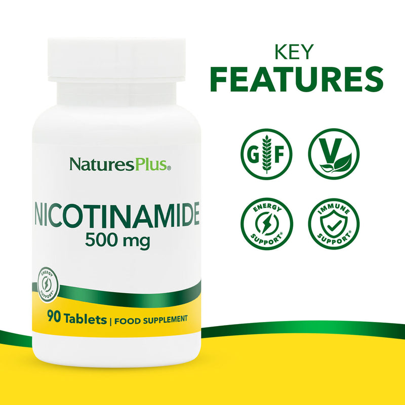 NaturesPlus nicotinamide 500mg tablets, UK version