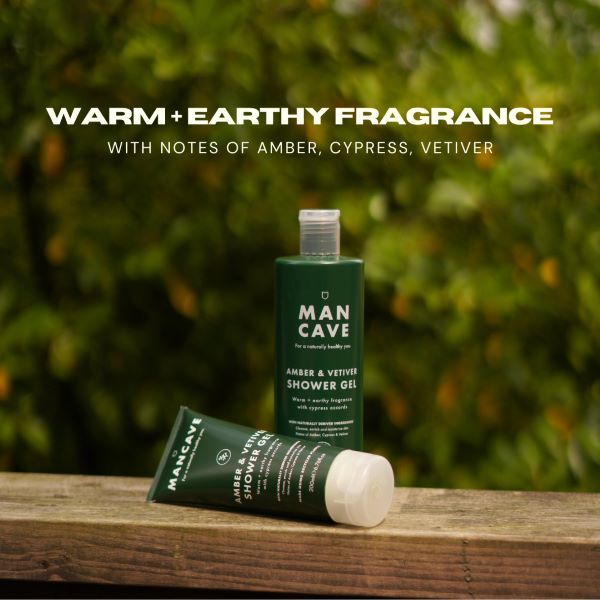 ManCave Amber and Vetiver Shower Gel 500ml, imported from the UK