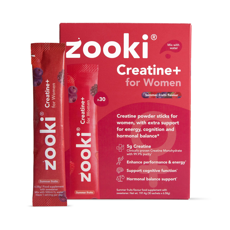 Zooki Creatine+ for Women powder Summer Fruits flavour 30 sachets (British brand)
