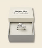 Givenchy Crystal Pearl Ring in silver tone - British product
