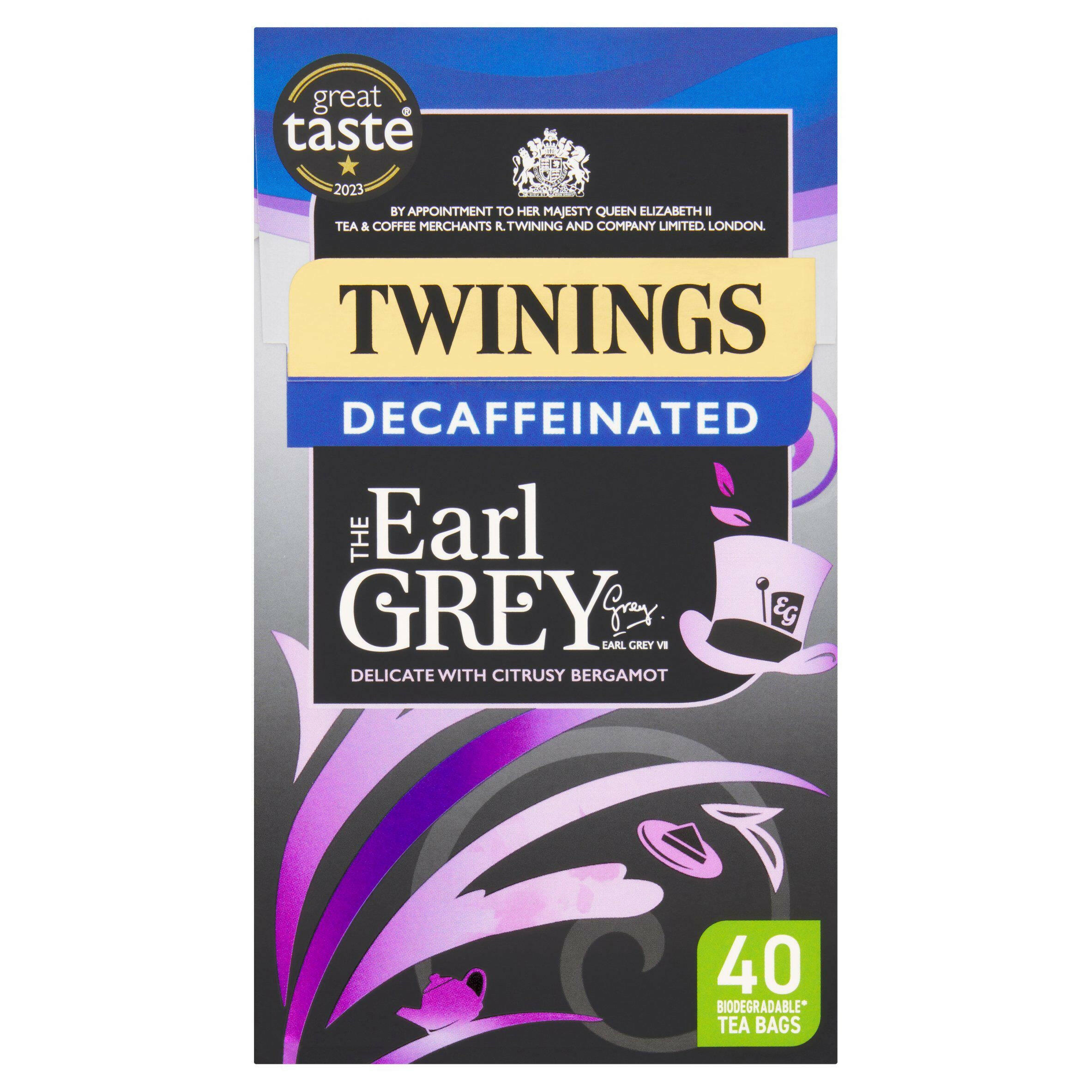Twinings the Earl Grey Decaffeinated Plant Based Tea Bags x40 100g GOODS Sainsburys