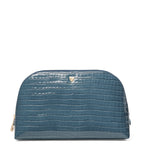 Aspinal of London large leather croc-embossed cosmetic case - British product