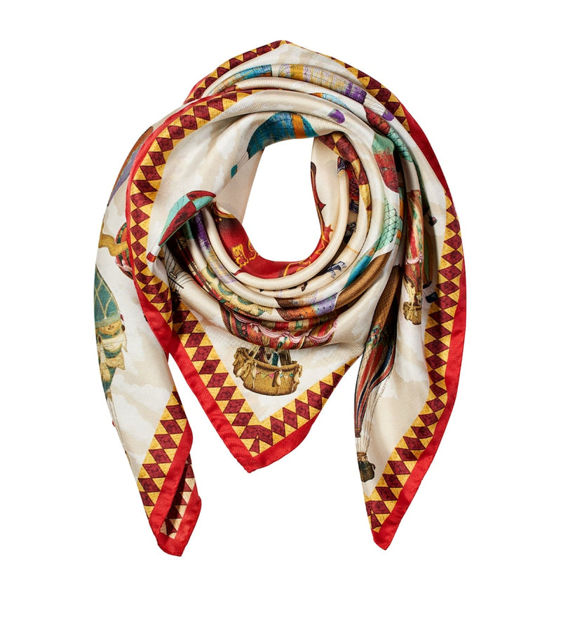 Aspinal of London hot air balloon print silk scarf - British product