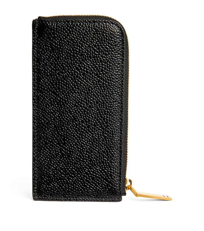 Thom Browne leather half-zip wallet with grained texture, UK version