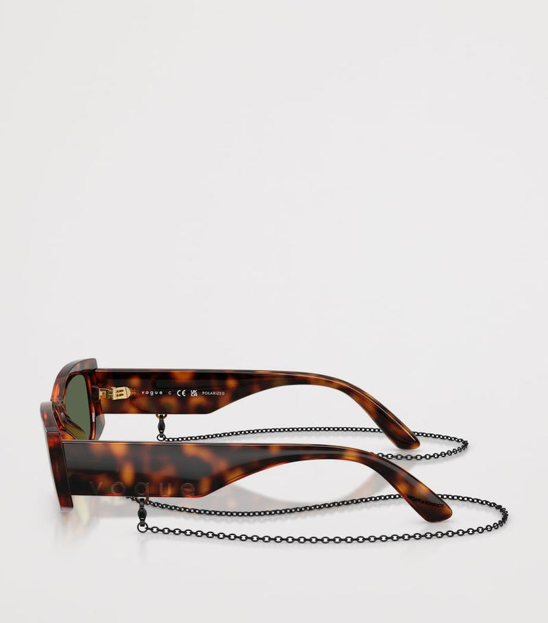 Vogue Pillow Sunglasses with tortoiseshell pattern and chain - British product