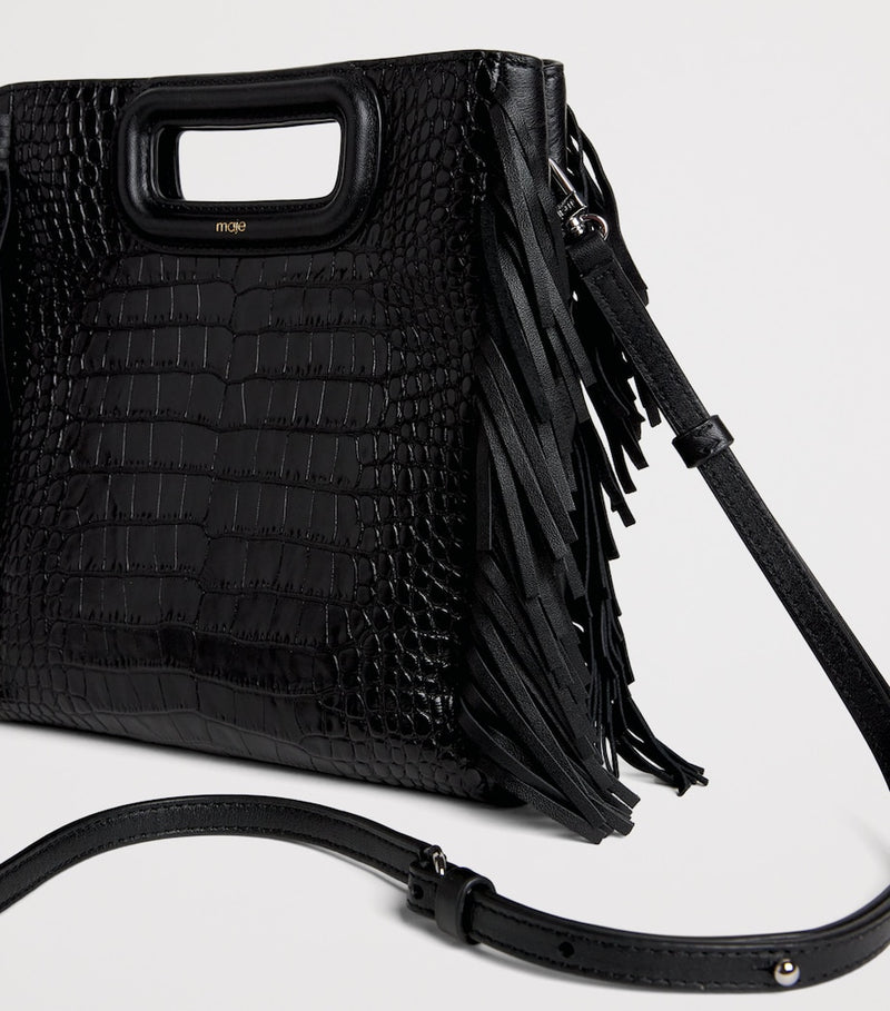 Maje M cross-body bag leather fringed trim UK version