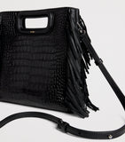 Maje M cross-body bag leather fringed trim UK version