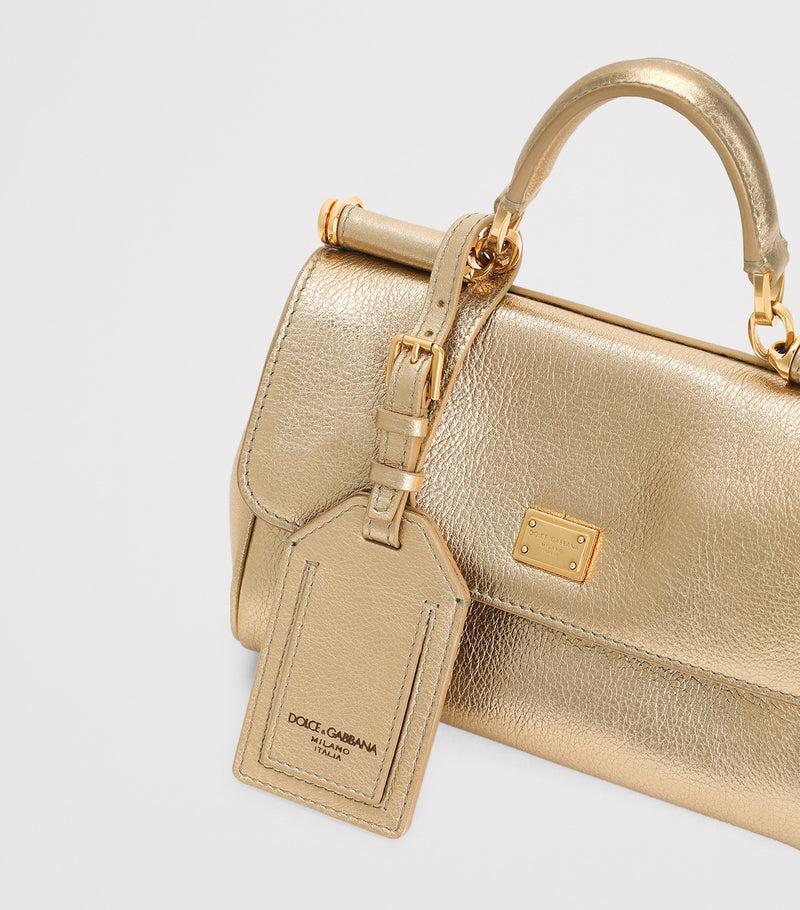 Dolce&Gabbana My Sicily cross-body bag in gold laminated calfskin, UK version