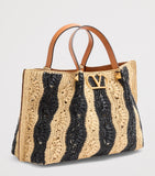 Valentino Garavani medium raffia VLogo tote bag, UK version