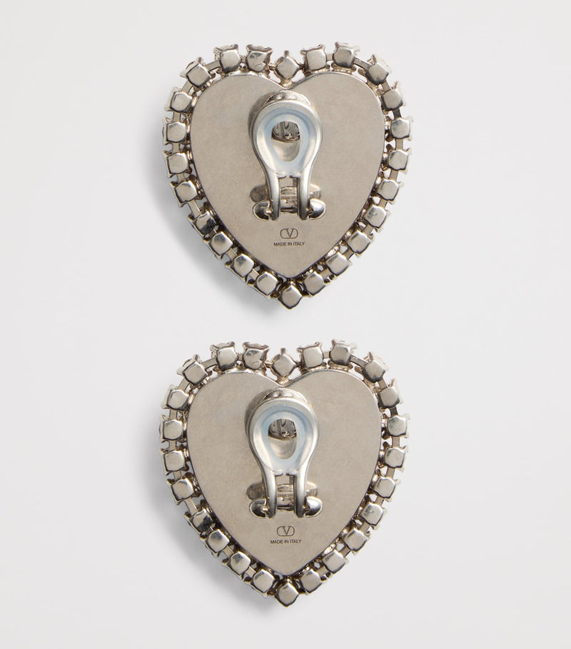 Valentino Garavani Coeur Hyperbole clip-on earrings with crystals, imported from the UK