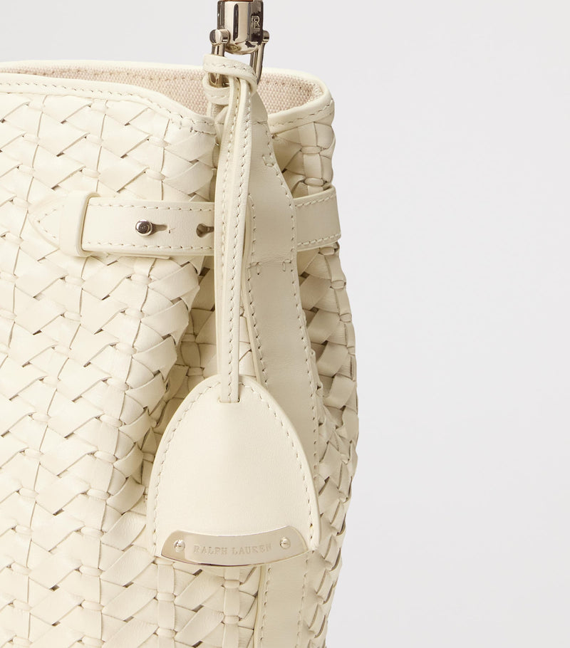 Ralph Lauren small leather bucket bag with burl-wood handle (British brand)