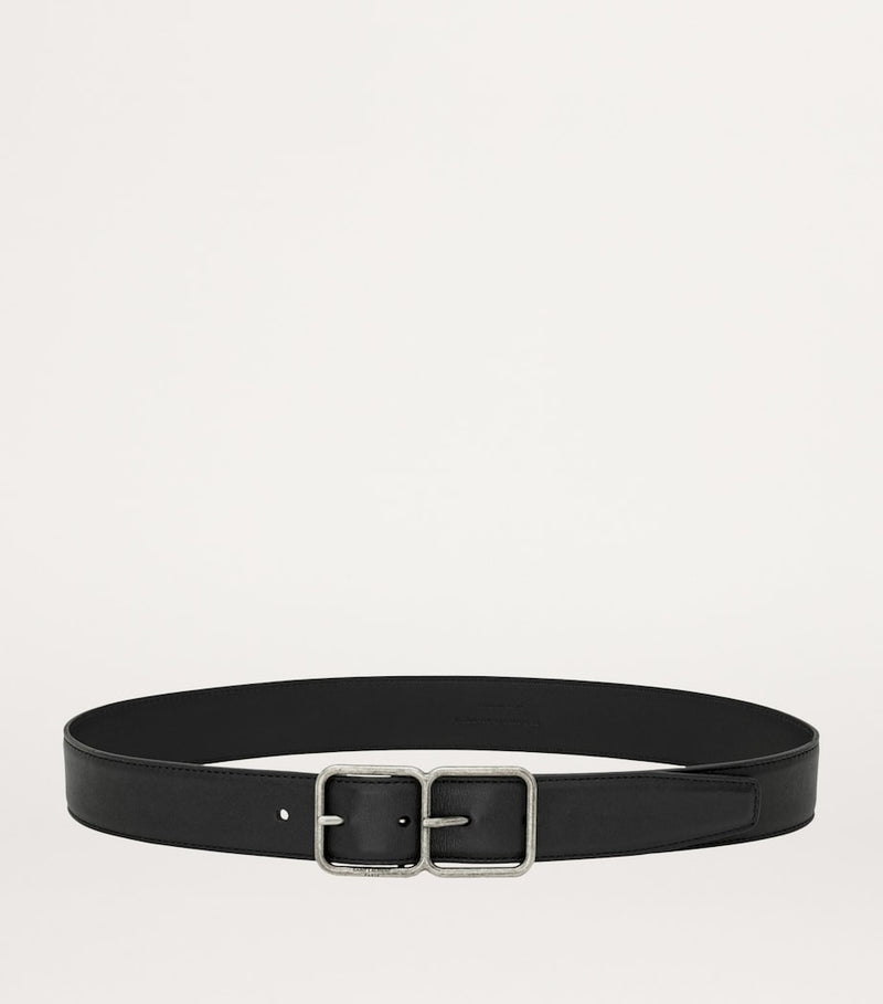 Saint Laurent Double Boucle Cadre leather belt 3.5cm, imported from the UK