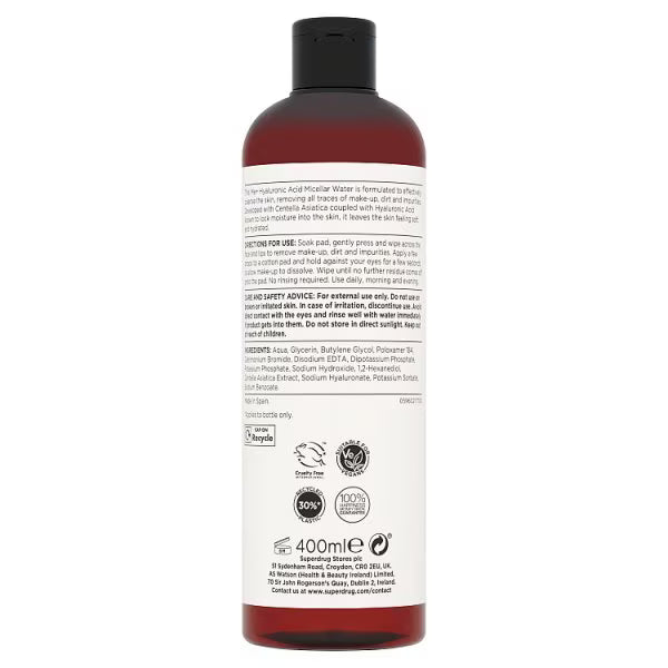 Me+ Micellar Water Hyaluronic Acid 400ml, imported from the UK