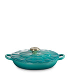 Le Creuset cast iron petal shallow casserole 26cm, imported from the UK