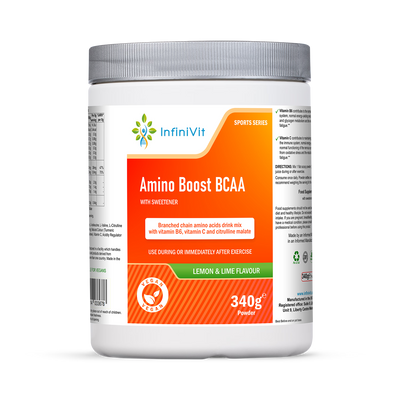 Holland & Barrett InfiniVit Amino Boost BCAA Powder Lemon & Lime 340g- Buy online at McGrocer