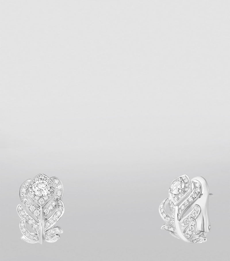 Boucheron Plume de Paon clip-on earrings in white gold with diamonds - British product