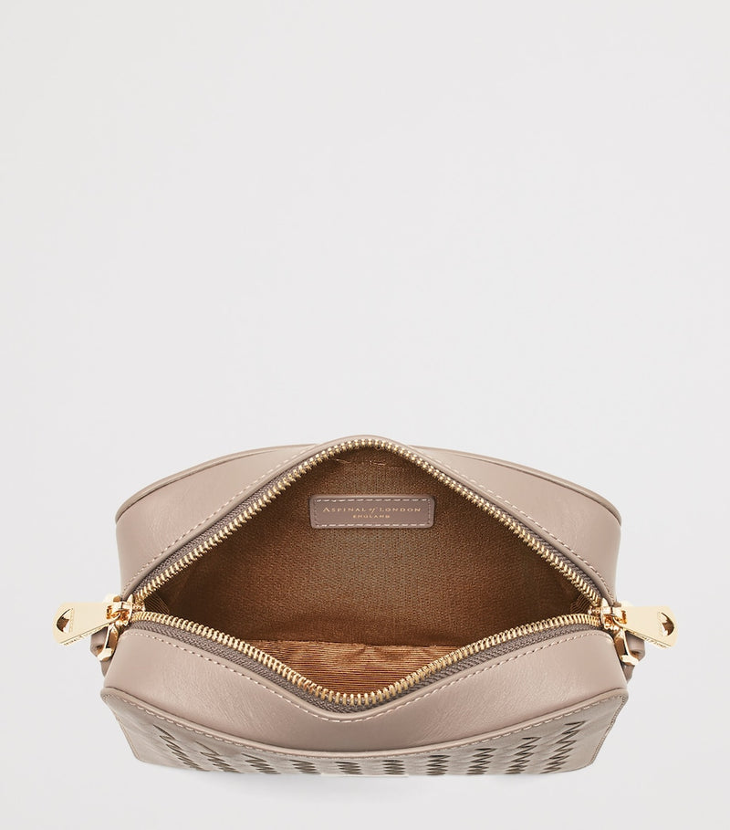 Aspinal of London leather camera bag with woven detail (British brand)