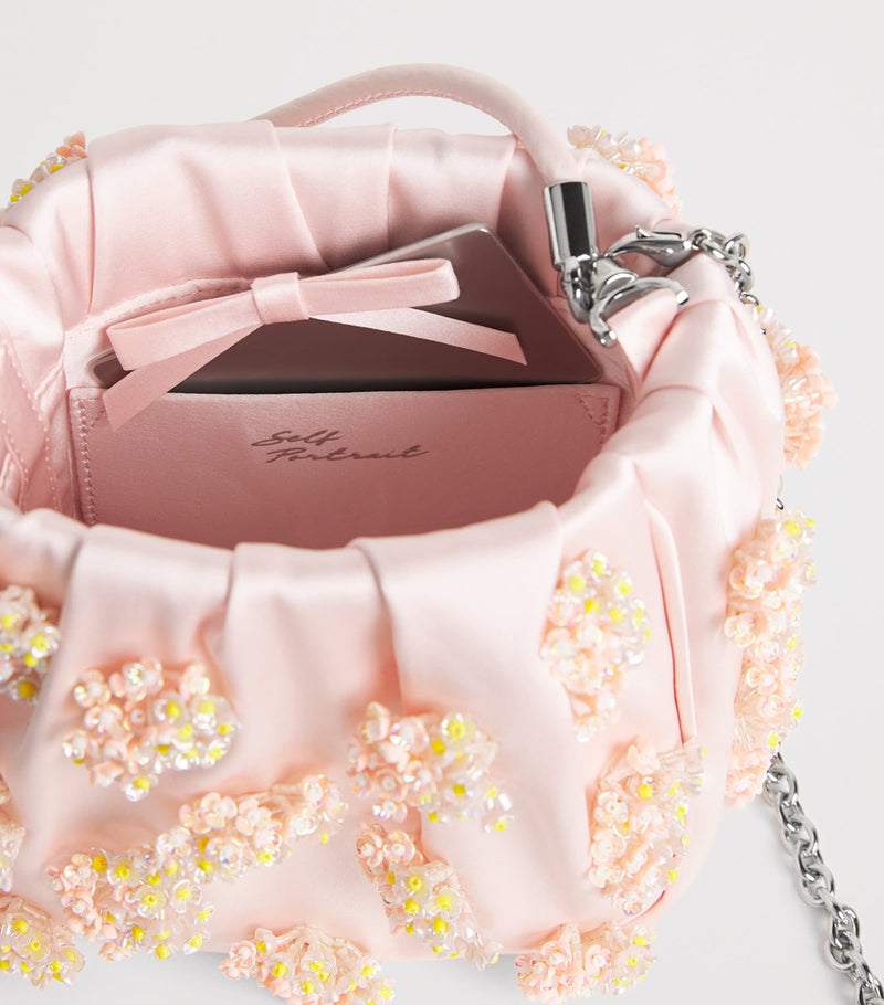 Self-Portrait satin beaded top-handle bag (British brand)