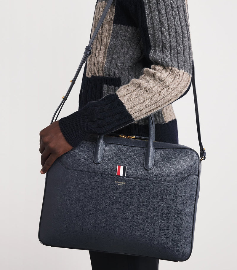 Thom Browne grey leather business bag, imported from the UK