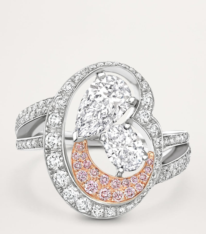 Boodles diamond Motherhood ring, platinum and rose gold (British brand)