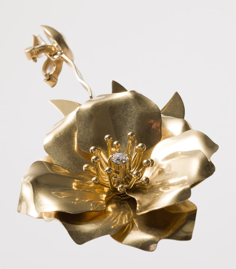 Miu Miu floral drop clip-on earrings with delicate flowers, UK version