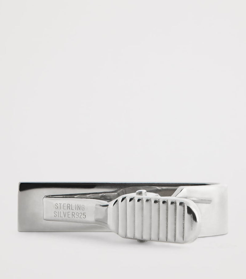 Thom Browne sterling silver short tie clip with tricolour design, UK version
