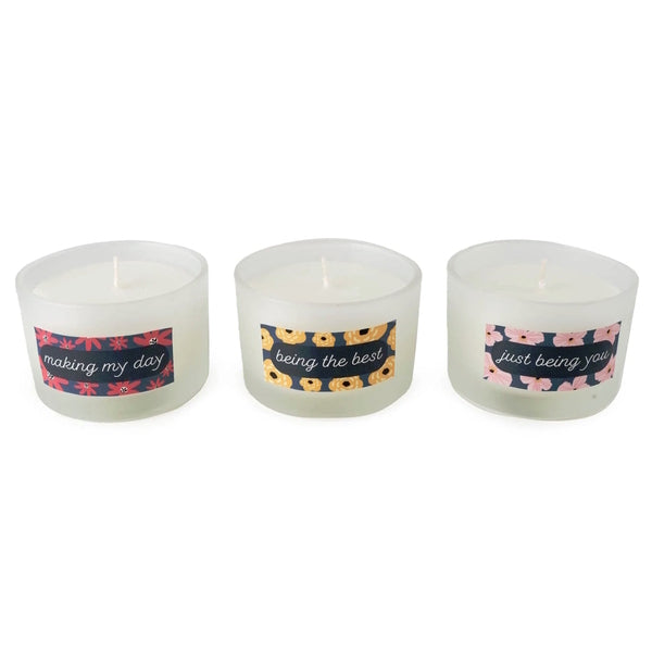 Thank You Set of 3 Scented Glass Candles 100g Each (British brand)