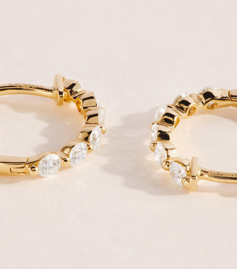 Harrods 18kt yellow gold diamond hoop earrings 0.50ctw - British product