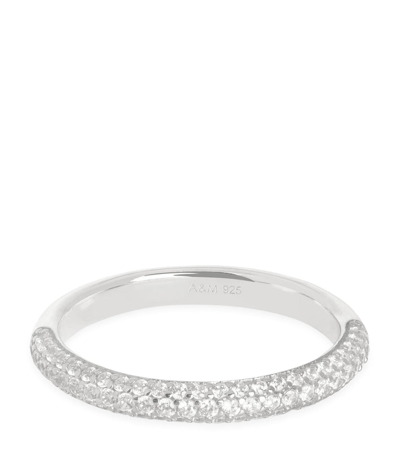 Astrid & Miyu rhodium-plated pavé essential ring, imported from the UK