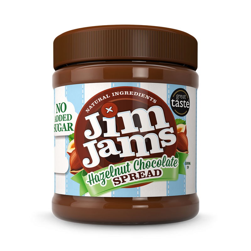 JimJams Hazelnut Chocolate Spread 83% Less Sugar 350g, UK version
