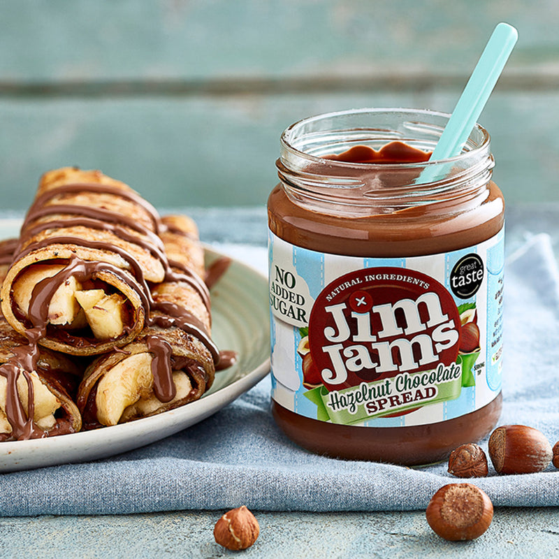 JimJams Hazelnut Chocolate Spread 83% Less Sugar 350g, UK version