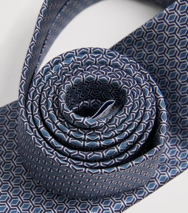 Eton silk geometric tie 8cm, imported from the UK