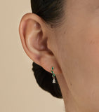 Astrid & Miyu yellow gold marquise earrings with emerald and diamond - British product
