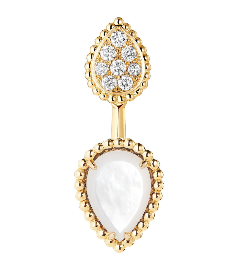 Boucheron Serpent Bohème yellow gold earring with diamond and mother-of-pearl - British product