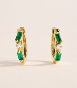 Harrods Suzanne Kalan Thin Mix Yellow Gold Diamond and Emerald Huggie Earrings- Buy online at McGrocer