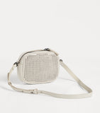 Brunello Cucinelli Kids suede laser cut-out cross-body bag, imported from the UK