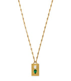 Azlee yellow gold diamond and emerald duet necklace - British product