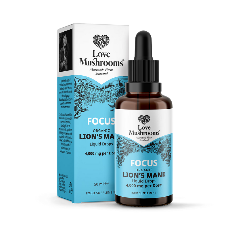 Love Mushrooms organic Lion's Mane 4000mg drops, UK version