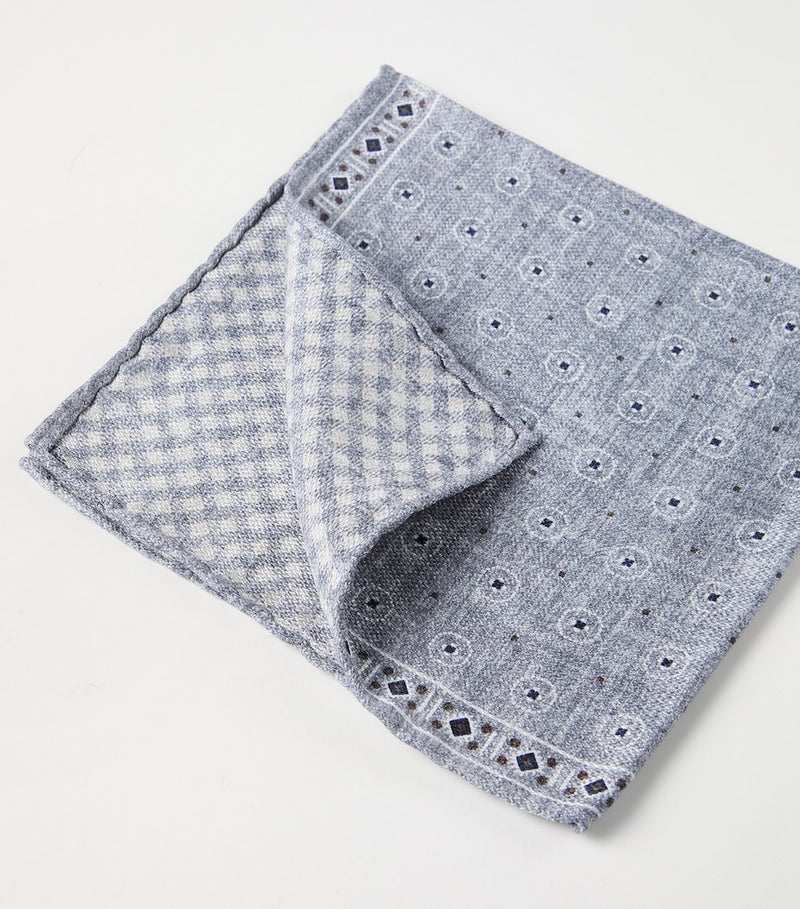 Brunello Cucinelli silk patterned pocket square 35cm, imported from the UK